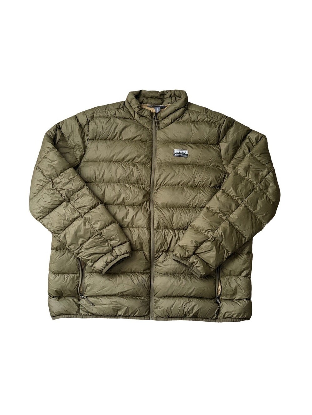 Eddie Bauer Jacket Olive Green Puffer Lightweight EB650 Full Zip Men’s Size 2XL